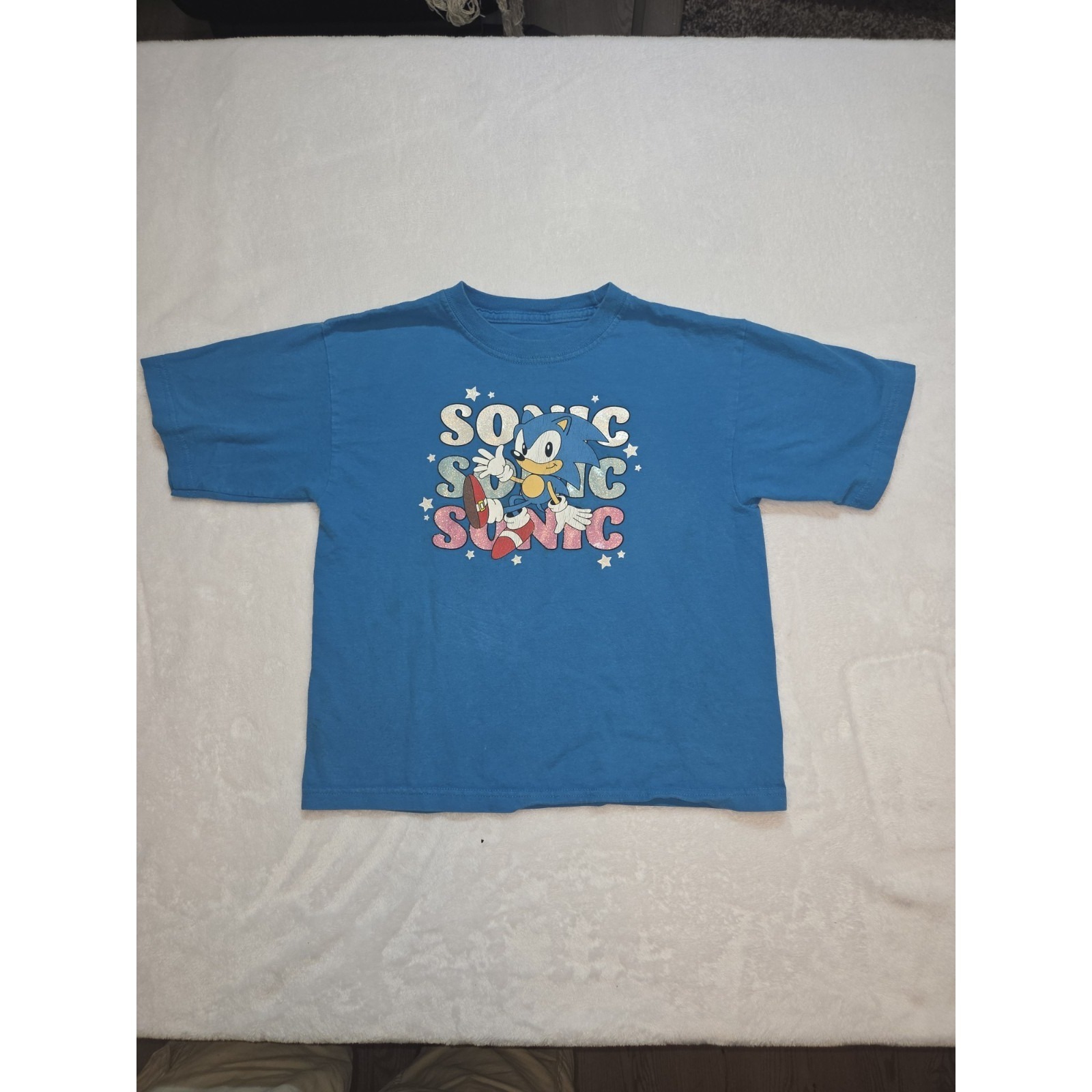 106-Sonic The Hedgehog Youth Girls Sonic Blue Shirt Nwt L(10-12)